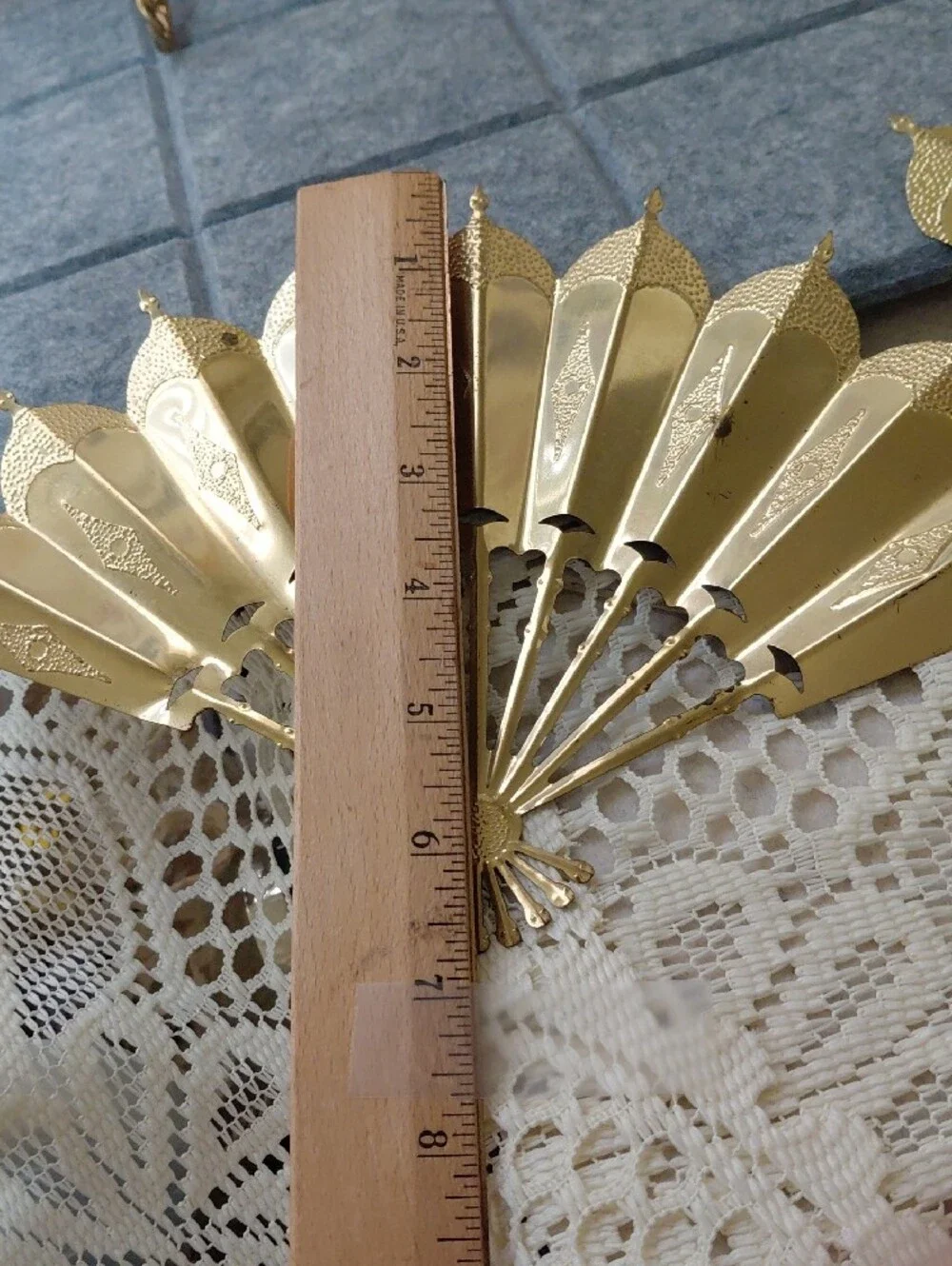 Homco Gold Metal Fan Wall Decor - Set of Four Ornate Fans